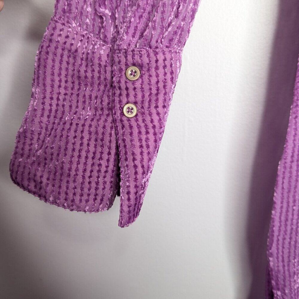 Anthropologie Akemi Kin Orchid Purple Velvet Striped Tunic Duster Long Sleeve M - Picture 5 of 7
